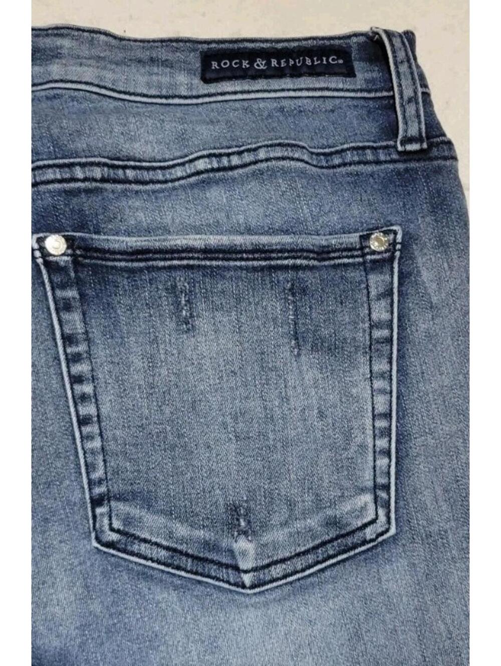Rock & Republic jeans Women's size 14M Blue Denim Berlin Straight Stretch - Picture 5 of 9